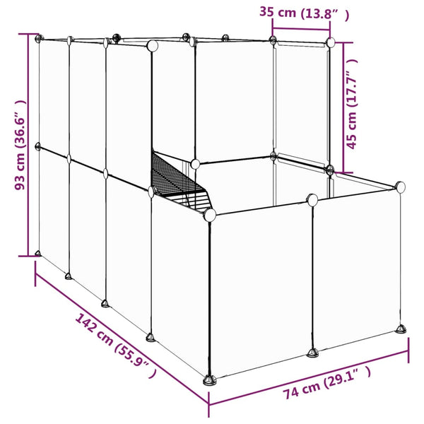 Small Animal Cage Transparent 142X74x93 Cm Pp And Steel Small Animal Cages & Hutches