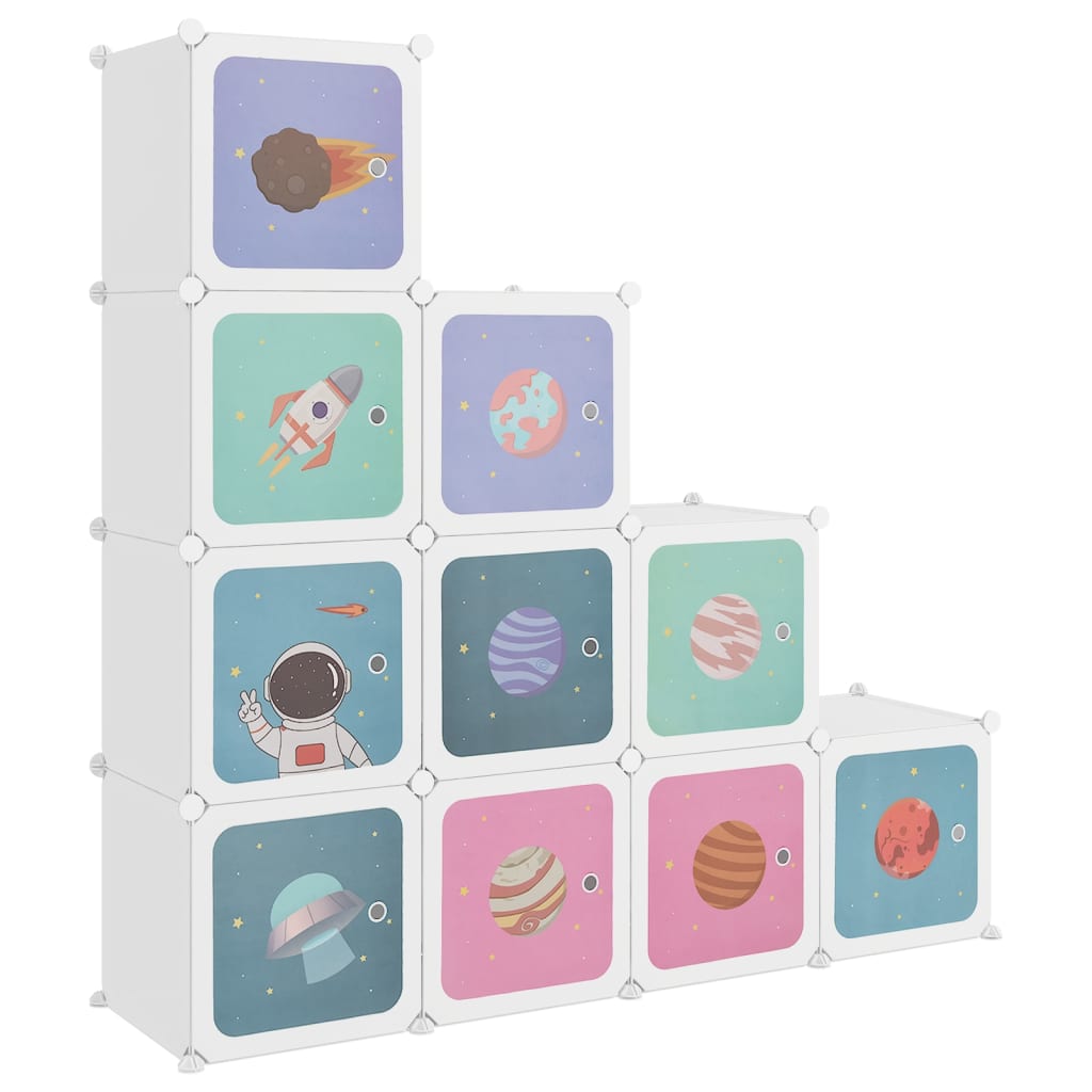 Cube Storage Cabinet For Kids With 10 Cubes White Pp Storage Units