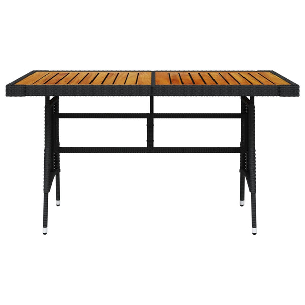 Garden Table Black 130X70x72 Cm Poly Rattan & Solid Acacia Wood Patio & Garden Tables