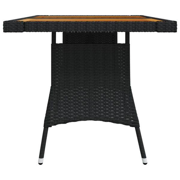 Garden Table Black 130X70x72 Cm Poly Rattan & Solid Acacia Wood Patio & Garden Tables