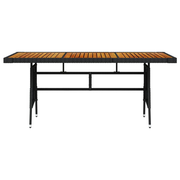 Garden Table Black 160X70x72 Cm Poly Rattan & Solid Acacia Wood