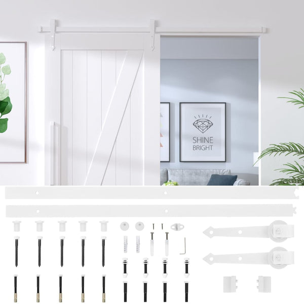 Kit 200 Cm Steel White Sliding Door Hardware