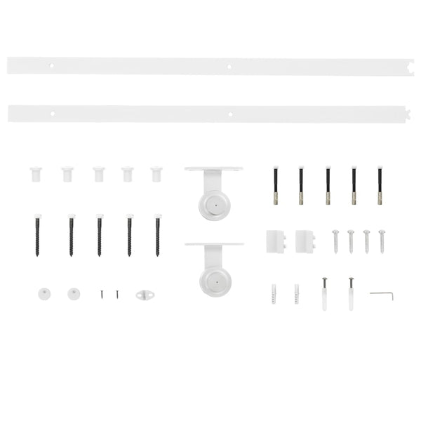 Vidaxl Kit 183 Cm Steel White Sliding Door Hardware