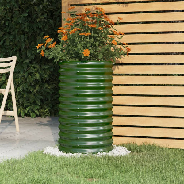 Garden Planter Powder Coated Steel 40X40x68 Cm Green Planters & Vases