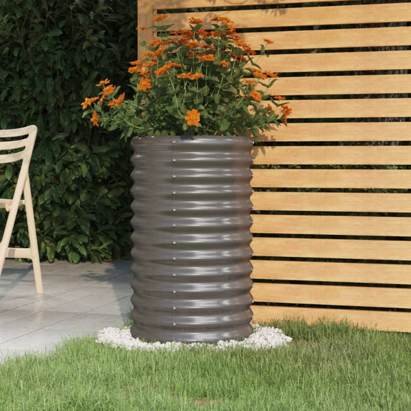 Vidaxl Garden Planter Galvanised Steel 40X40x68 Cm Grey Planters & Vases