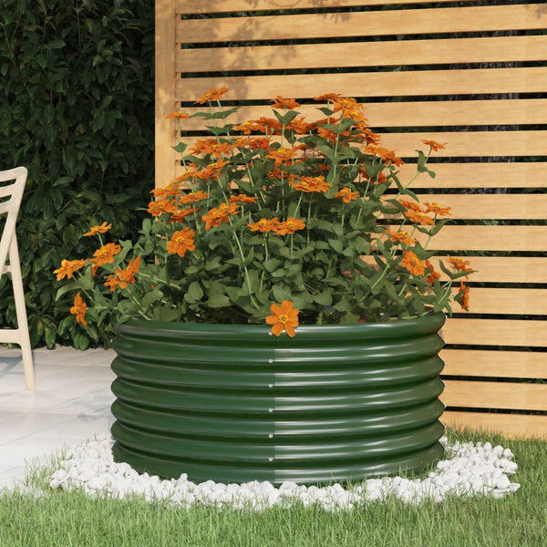 Vidaxl Garden Planter Galvanised Steel 80X80x36 Cm Green Planters & Vases