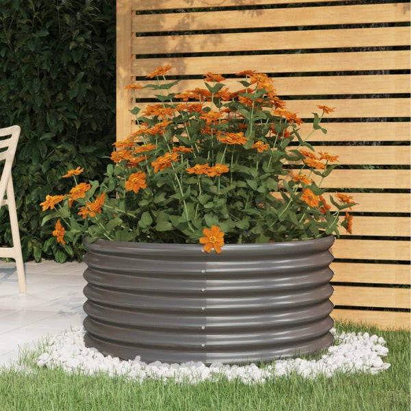 Vidaxl Garden Planter Galvanised Steel 80X80x36 Cm Grey Planters & Vases