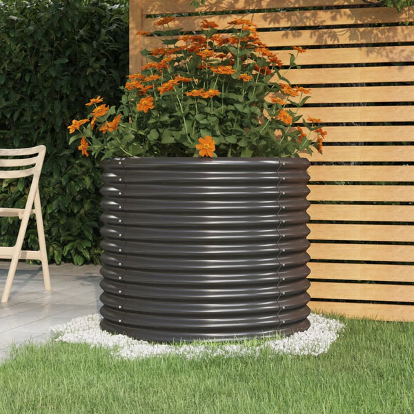 Garden Planter Powder Coated Steel 80X80x68 Cm Anthracite Planters & Vases