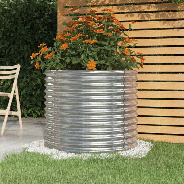 Planters & Vases Garden Planter Powder Coated Steel 80X80x68 Cm Silver