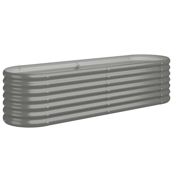 Vida Xl Garden Raised Bed Powder Coated Steel 152X40x36 Cm Grey Raised Garden Beds