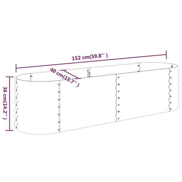 Vida Xl Garden Raised Bed Powder Coated Steel 152X40x36 Cm Grey Raised Garden Beds