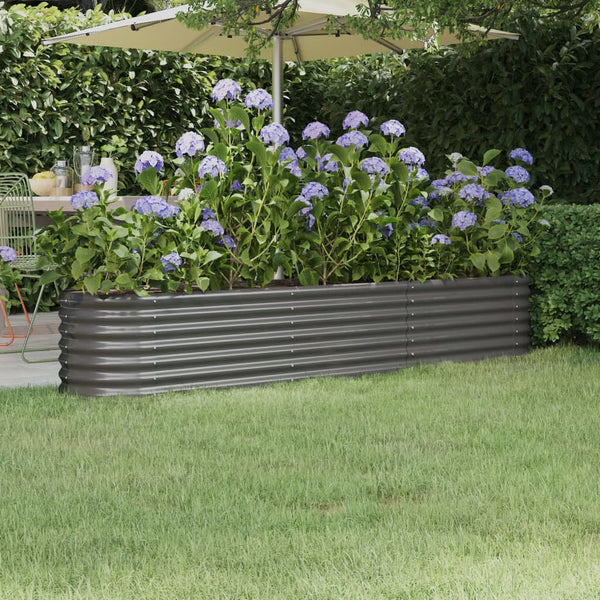 Vidaxl Garden Raised Bed Galvanised Steel 224X40x36 Cm Grey Raised Garden Beds