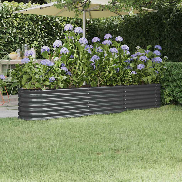 Vidaxl Garden Raised Bed Galvanised Steel 224X40x36 Cm Anthracite Raised Garden Beds