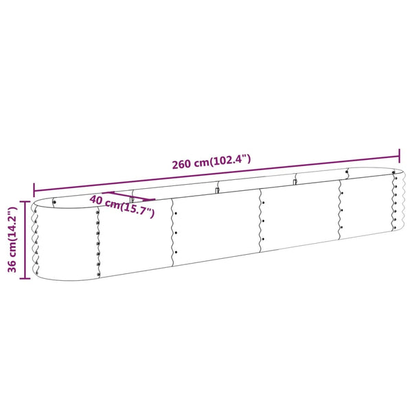 Vidaxl Garden Raised Bed Galvanised Steel 260X40x36 Cm Grey Raised Garden Beds