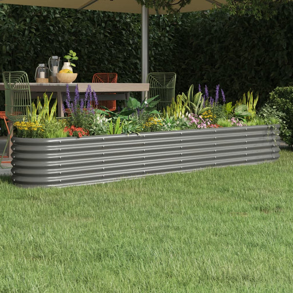 Vidaxl Garden Raised Bed Galvanised Steel 260X40x36 Cm Grey Raised Garden Beds