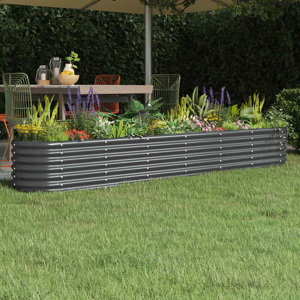 Vidaxl Garden Raised Bed Galvanised Steel 260X40x36 Cm Anthracite Raised Garden Beds
