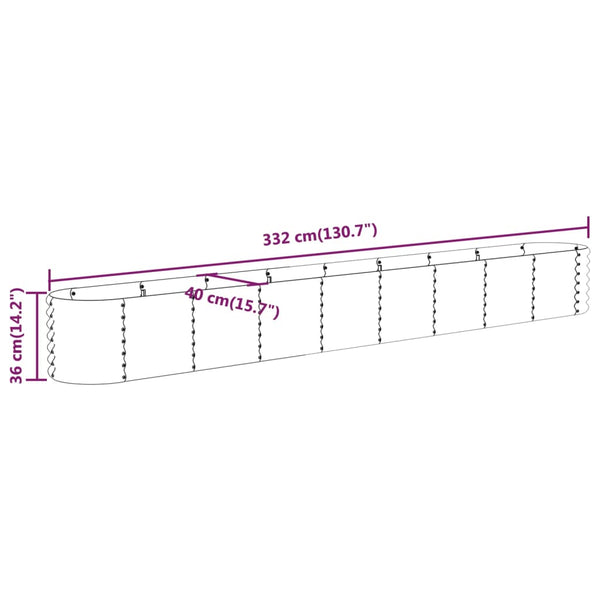 Vidaxl Garden Raised Bed Galvanised Steel 332X40x36 Cm Anthracite Raised Garden Beds