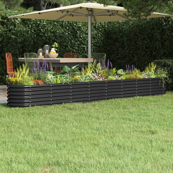Vidaxl Garden Raised Bed Galvanised Steel 332X40x36 Cm Anthracite Raised Garden Beds