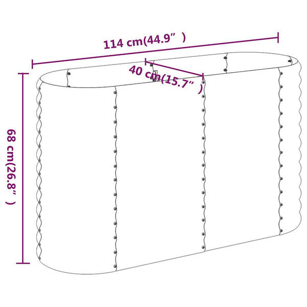 Vidaxl Garden Raised Bed Galvanised Steel 114X40x68 Cm Grey Raised Garden Beds