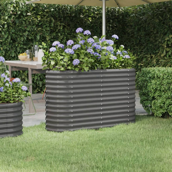 Vidaxl Garden Raised Bed Galvanised Steel 114X40x68 Cm Grey Raised Garden Beds