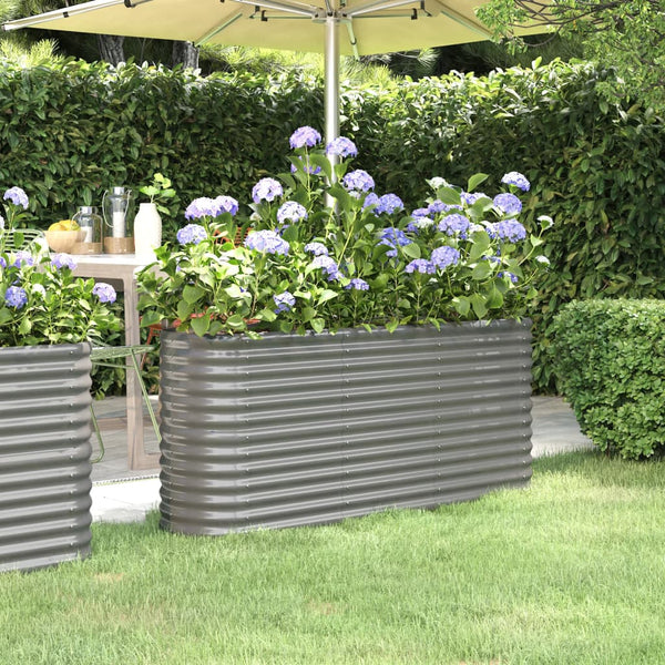 Garden Raised Bed Powder Coated Steel Oval Planter For Outdoor Gardening Raised Garden Beds
