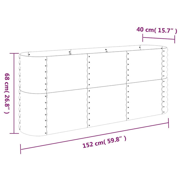 Vidaxl Garden Raised Bed Galvanised Steel 152X40x68 Cm Silver Raised Garden Beds