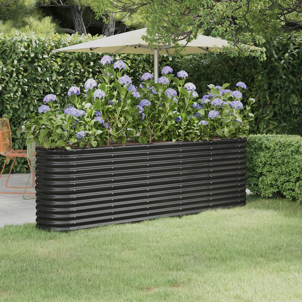Garden Raised Bed Powder Coated Steel 224X40x68 Cm Anthracite Raised Garden Beds