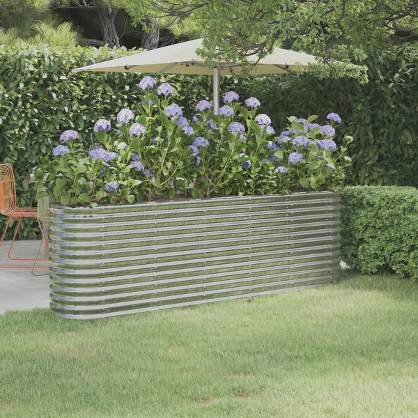 Garden Raised Bed Powder Coated Steel 224X40x68 Cm Silver Raised Garden Beds