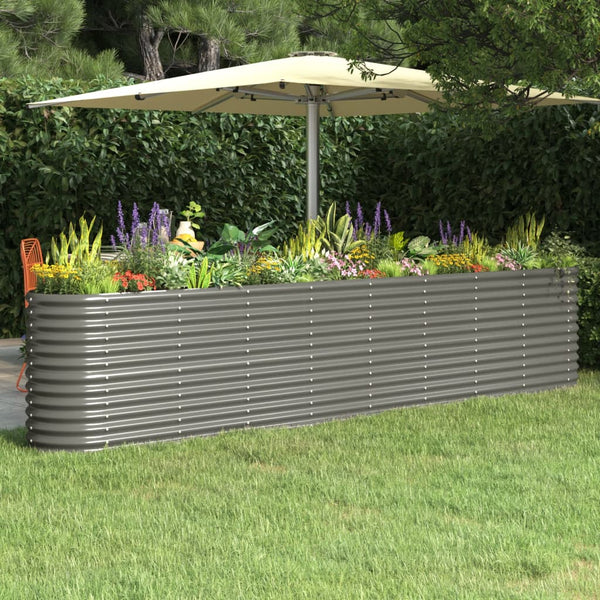 Vidaxl Garden Raised Bed Galvanised Steel 332X40x68 Cm Grey Raised Garden Beds