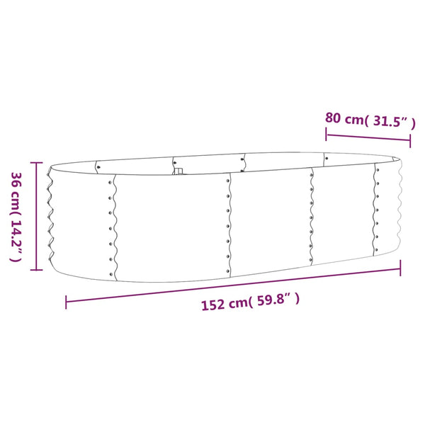Garden Raised Bed Powder Coated Steel 152X80x36 Cm Grey Raised Garden Beds