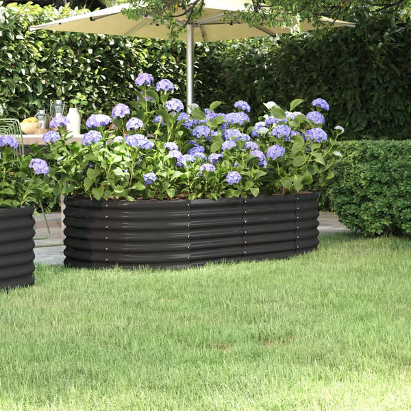 Garden Raised Bed Powder Coated Steel 152X80x36 Cm Anthracite Raised Garden Beds