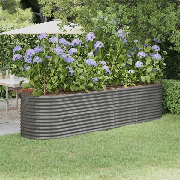 Vidaxl Garden Raised Bed Galvanised Steel 296X80x68 Cm Grey Raised Garden Beds