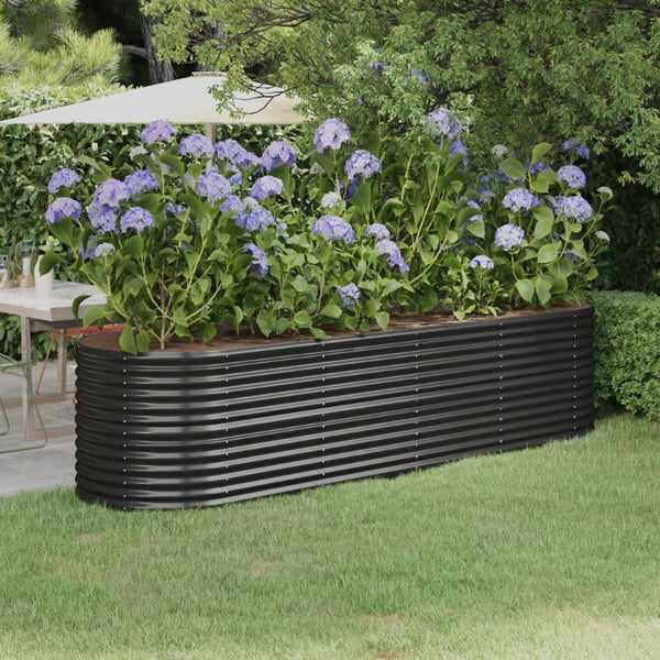 Garden Raised Bed Powder Coated Steel 296X80x68 Cm Anthracite Raised Garden Beds