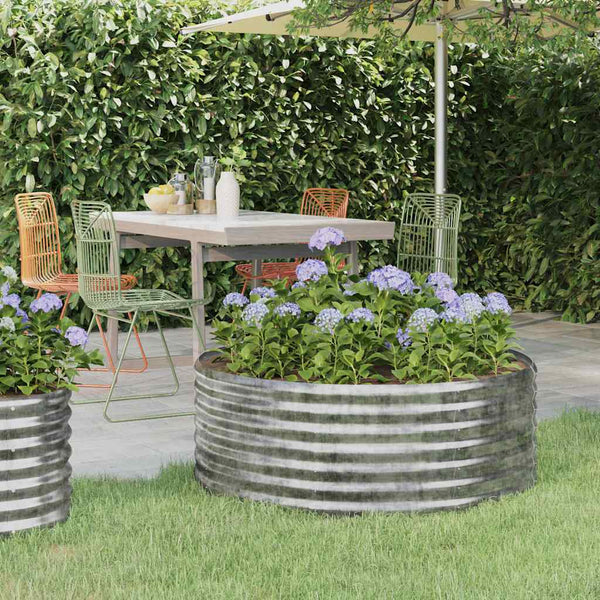 Vidaxl Garden Raised Bed Galvanised Steel 100X100x36 Cm Silver Raised Garden Beds