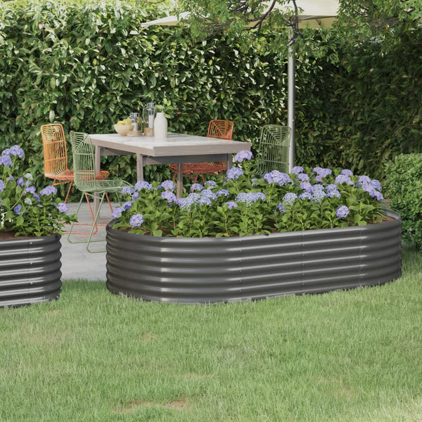 Garden Raised Bed Steel Planter Large Oval Grey Outdoor Vegetable Flower Box Raised Garden Beds
