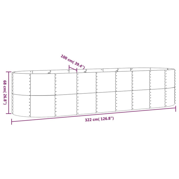 Garden Raised Bed Powder Coated Steel 322X100x68 Cm Anthracite Raised Garden Beds