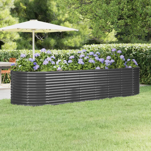 Garden Raised Bed Powder Coated Steel 322X100x68 Cm Anthracite Raised Garden Beds
