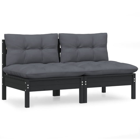 2 Seater Garden Sofa With Anthracite Cushions Solid Wood Pine Patio Furniture Sets