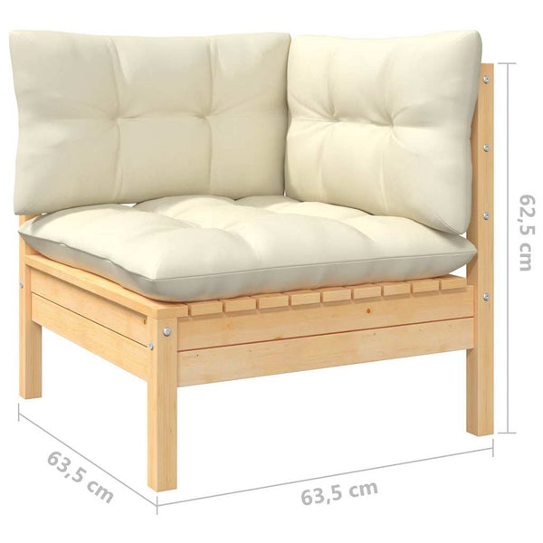 Vidaxl 5 Piece Garden Lounge Set With Cream Cushions Solid Pinewood Other Patio & Garden Furniture