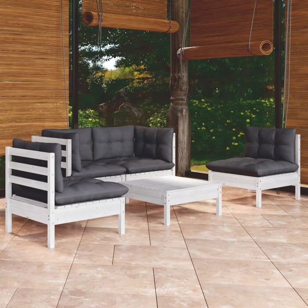5 Piece Garden Lounge Set With Cushions Solid Pinewood Patio Furniture Sets