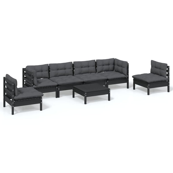 7 Piece Garden Lounge Set With Cushions Solid Pinewood Patio Furniture Sets
