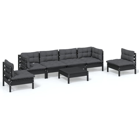 7 Piece Garden Lounge Set With Cushions Solid Pinewood Patio Furniture Sets