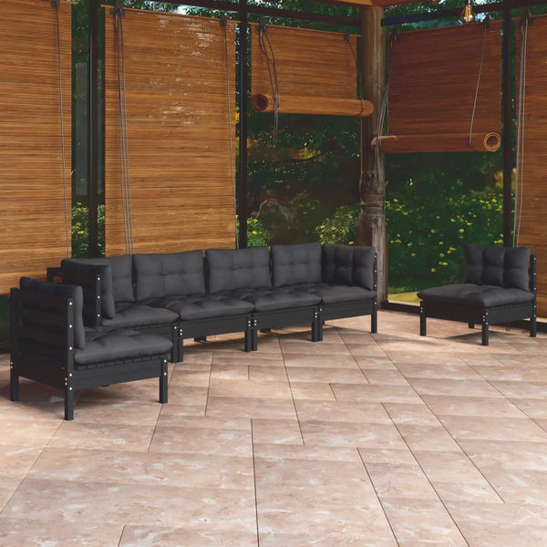 7 Piece Garden Lounge Set With Cushions Solid Pinewood Patio Furniture Sets