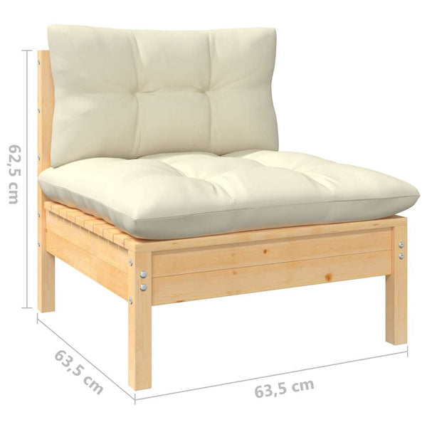 Vidaxl 5 Piece Garden Lounge Set With Cream Cushions Pinewood Other Patio & Garden Furniture