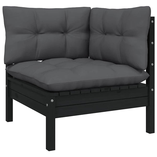 Vidaxl 11 Piece Garden Lounge Set With Cushions Black Pinewood Other Patio & Garden Furniture