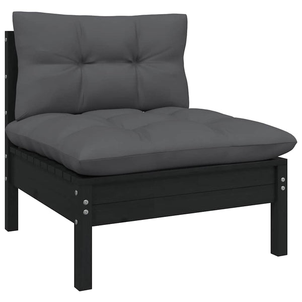 Vidaxl 12 Piece Garden Lounge Set With Cushions Black Solid Pinewood Other Patio & Garden Furniture