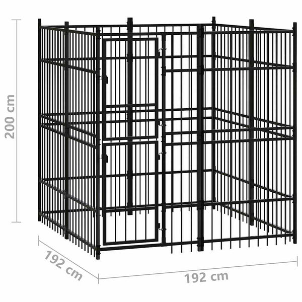 Vidaxl Outdoor Dog Kennel Steel 3.69 Ma Dog Kennels