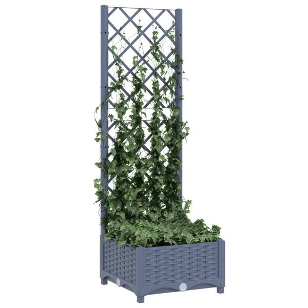 Garden Planter With Trellis Dark Grey 40X40x121.5 Cm Pp Trellises
