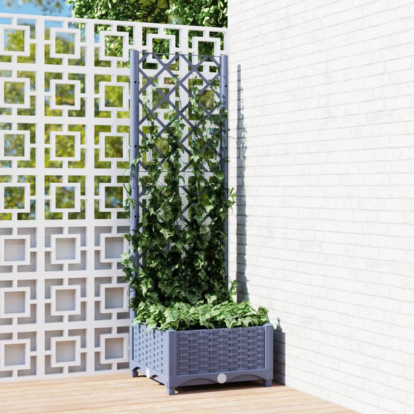 Garden Planter With Trellis Dark Grey 40X40x121.5 Cm Pp Trellises