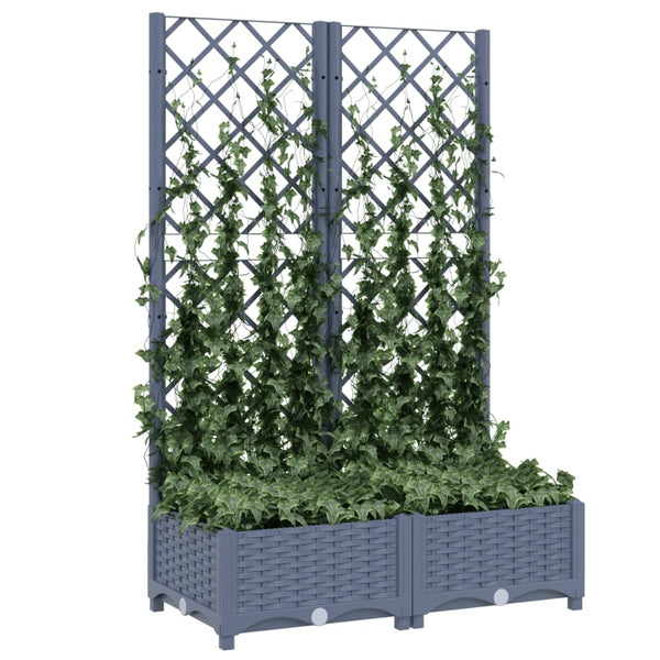 Garden Planter With Trellis Dark Grey 80X40x121.5 Cm Pp Baskets Pots Window Boxes